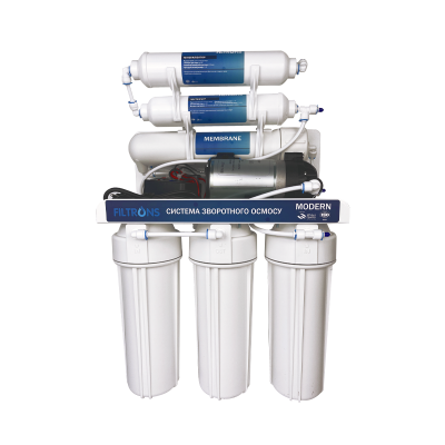 Система зворотного осмосу Filtrons 6-ти ступенева з помпою Modern (White) та баком до 18 л